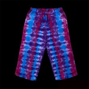 ✨SOLD✨ Tie Dye Upcycled Hand Dyed Vertical Accordion Fold Wide Leg Pants Size M